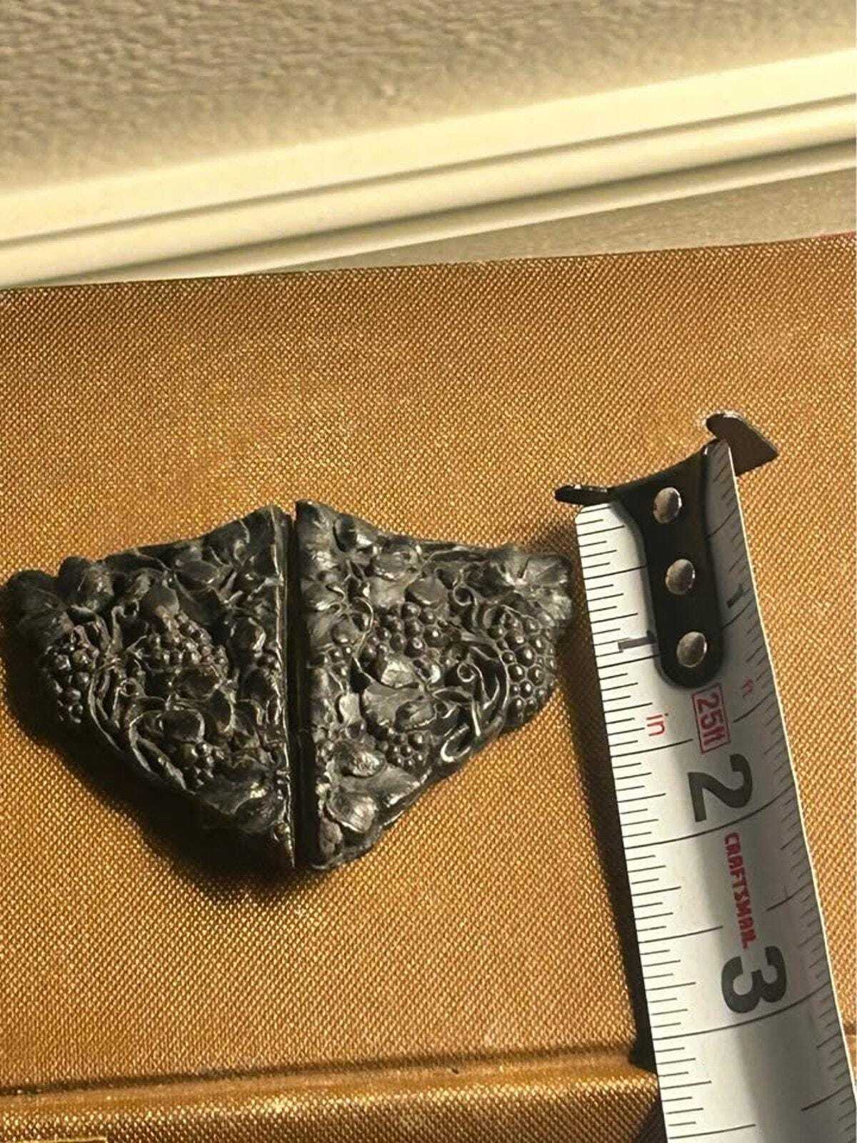 Antique Victorian Mourning Sash Buckle Cast Grape Vine Motif Japanned Metal
