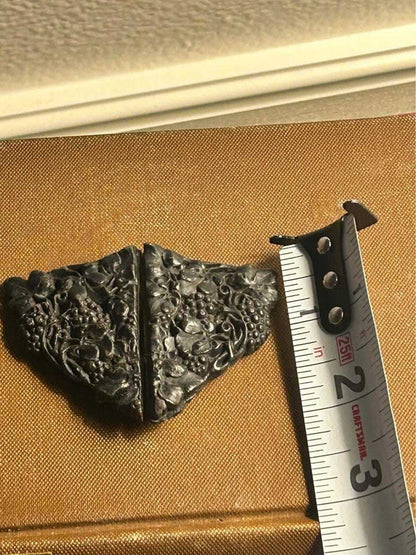 Antique Victorian Mourning Sash Buckle Cast Grape Vine Motif Japanned Metal