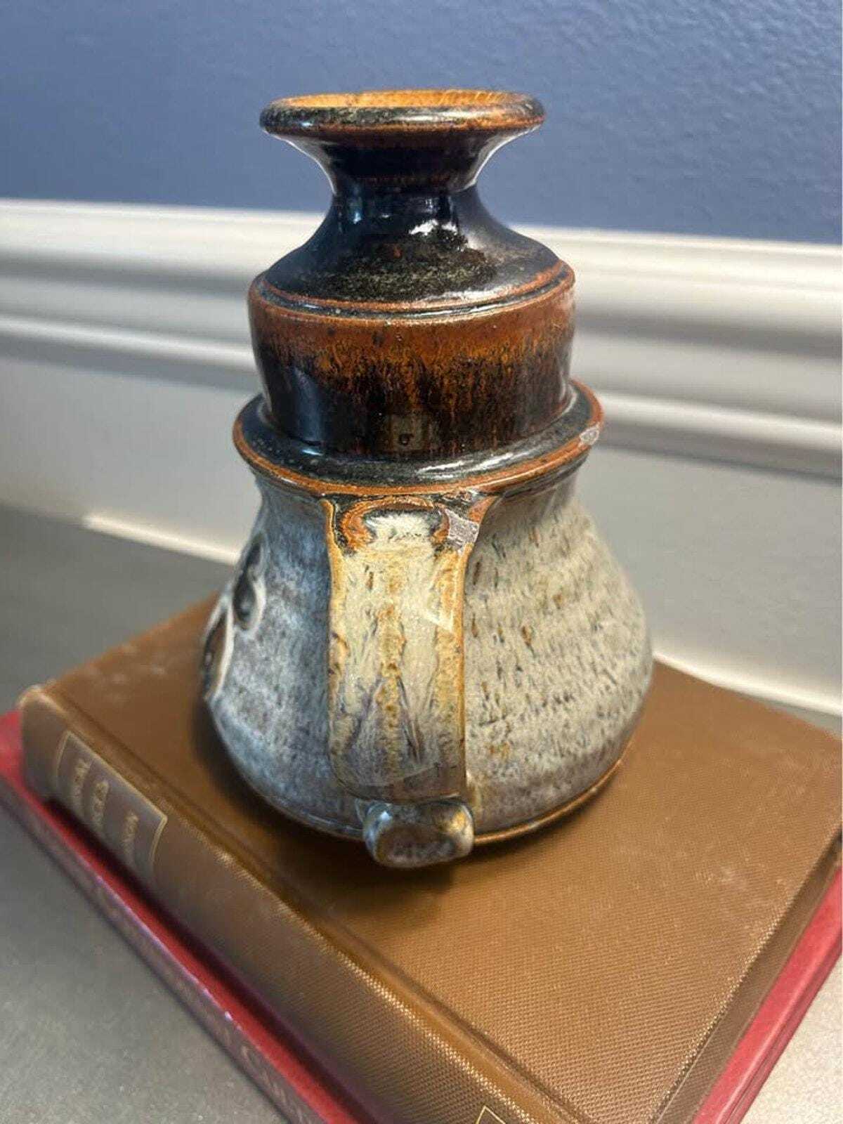 Bueran 1983 Hand-Thrown Studio Pottery Jar with Butterfly Motif