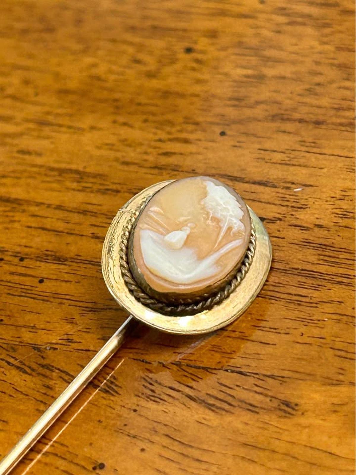 Antique Victorian Rebecca at the Well Scenic Cameo Stick Pin