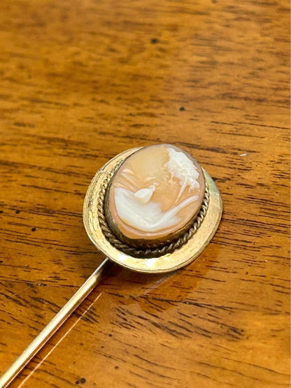 Antique Victorian Rebecca at the Well Scenic Cameo Stick Pin