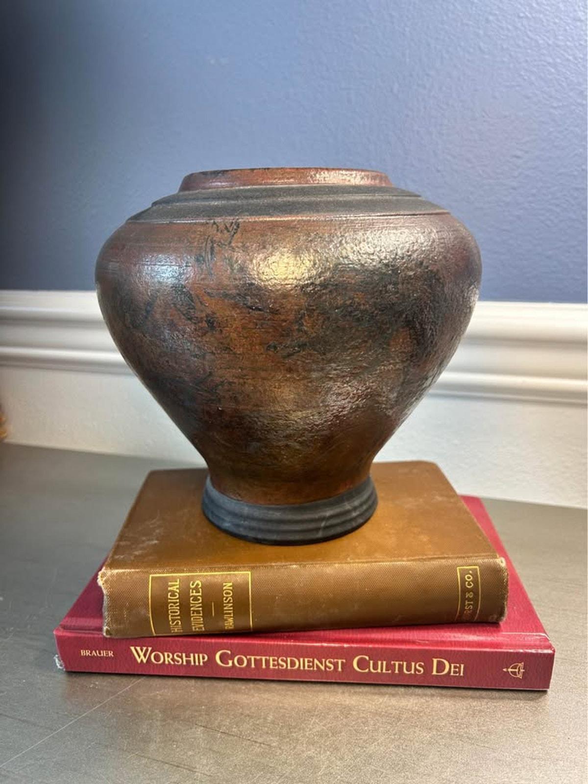 Neff 1993 Studio Pottery Urn | Brutalist Metallic Ceramic Vessel | Earthy Wabi Sabi Decor