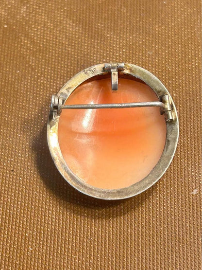 Hand-Carved Shell Cameo Brooch & Pendant, Veiled Madonna Portrait