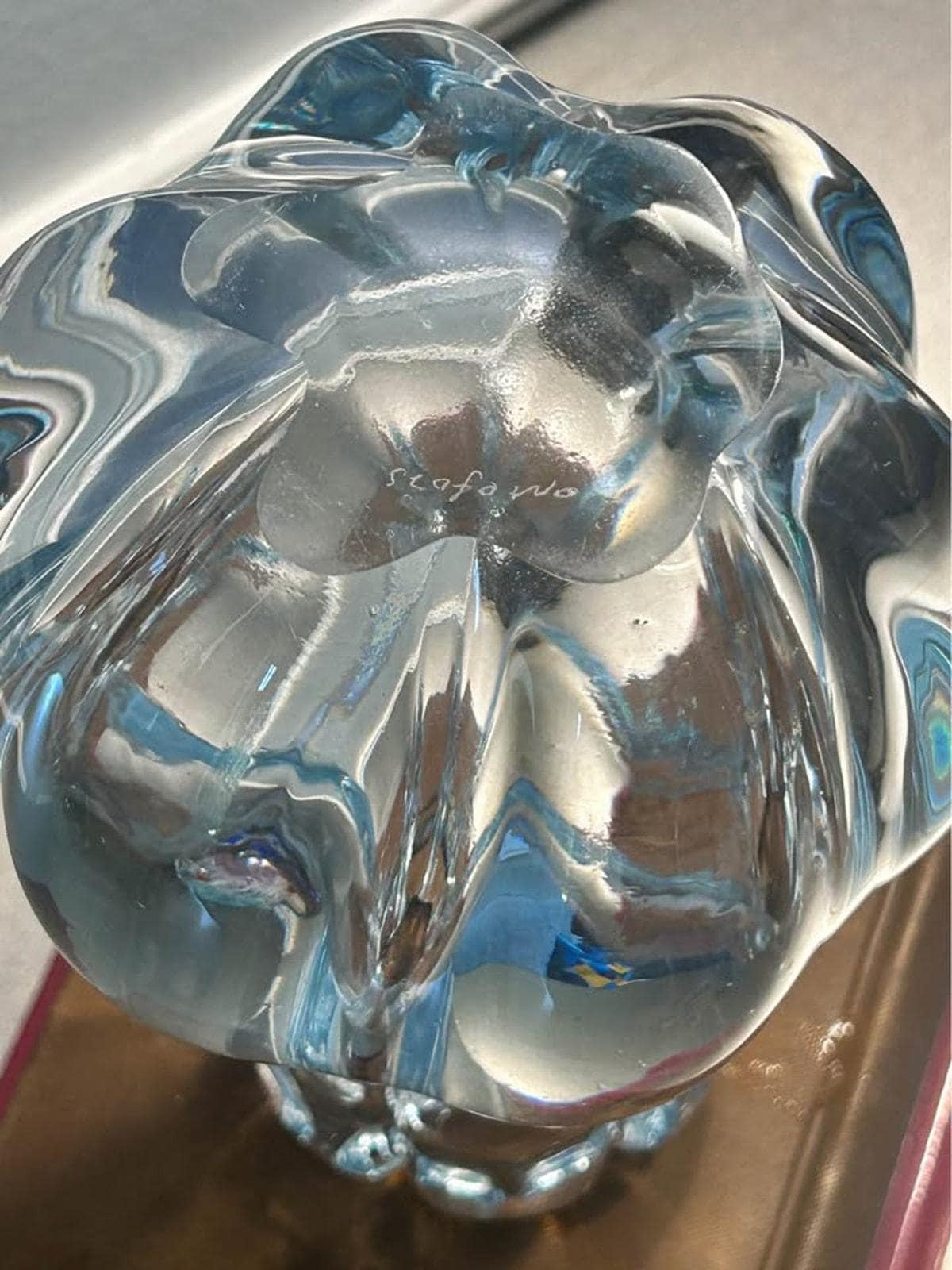Orrefors Stella Polaris Ice Blue Glass Vase by Vicke Lindstrand