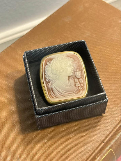 Vintage Victorian Revival Molded Resin Cameo Brooch Pendant - Lady, Bird & Flowers