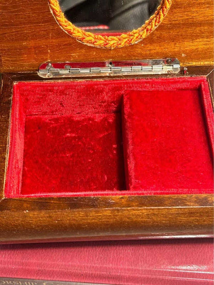 Vintage Italian Wood Music Jewelry Box with Swiss Reuge Movement