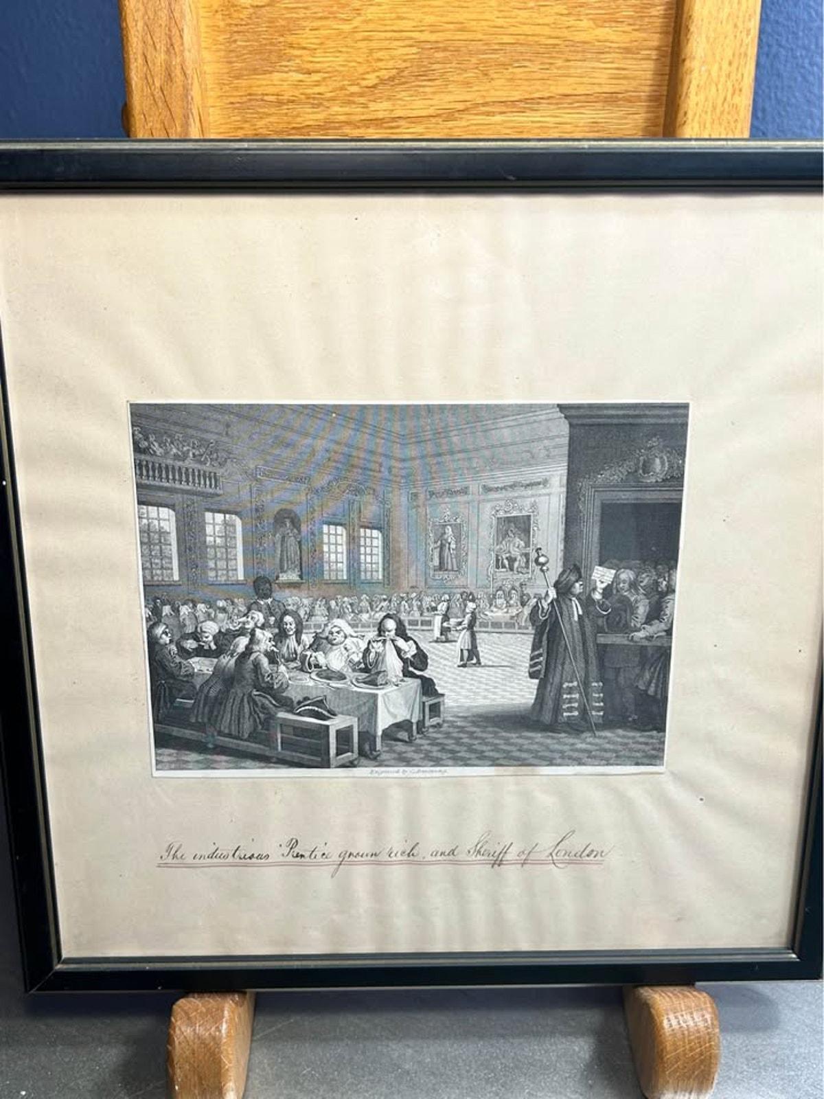 Antique William Hogarth Plate 10 Framed Engraving c. 1850s