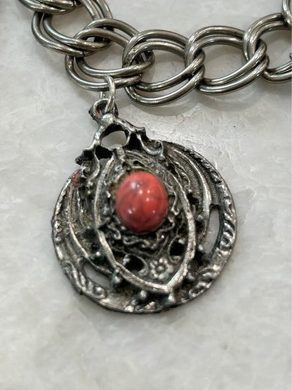 Vintage Mid Century Egyptian Revival Scarab and Intaglio Multi Charm Bracelet