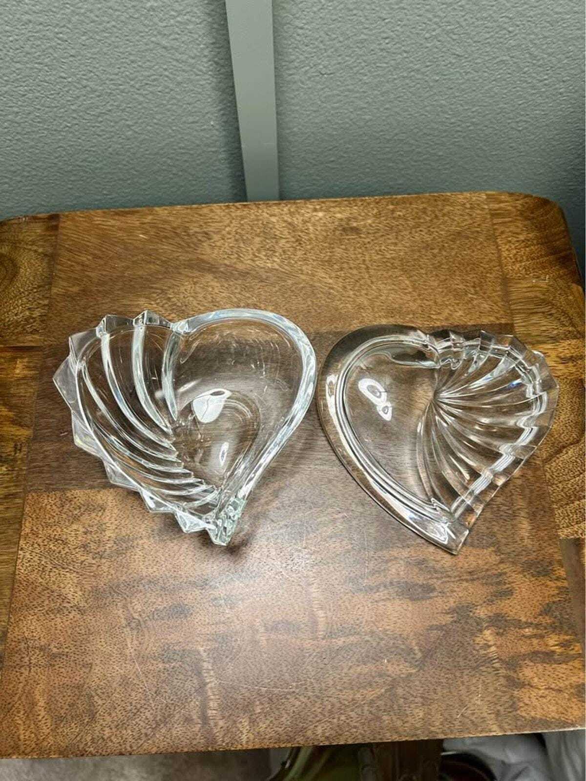 Gorham Germany Lead Crystal Ribbed Lidded Heart Trinket Box