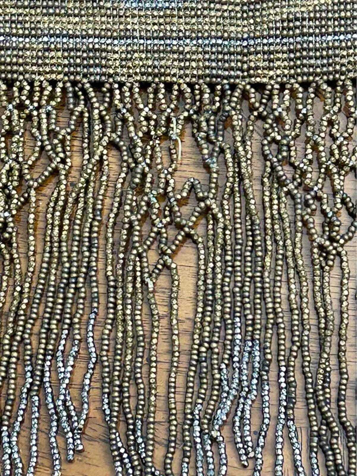 Antique 1920s Art Deco Micro-Beaded Evening Purse with Brass Swan Frame