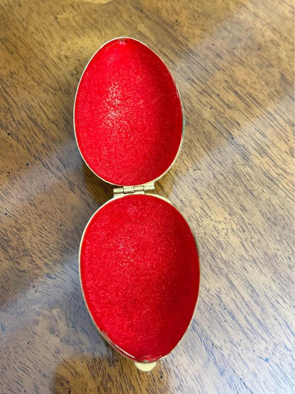 Vintage Engraved Brass Egg Sewing Kit Pocket Etui
