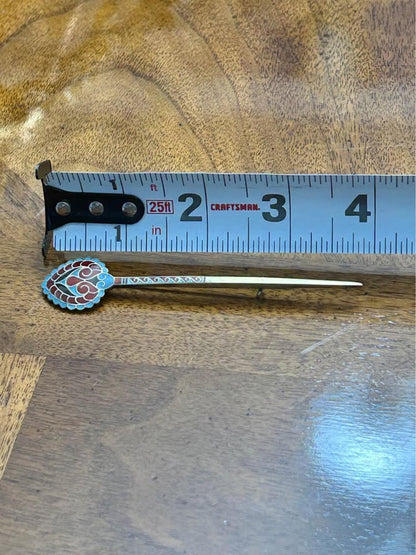 Antique J. Tostrup Sterling Silver Enamel Shawl Pin, Viking Revival Stick Brooch
