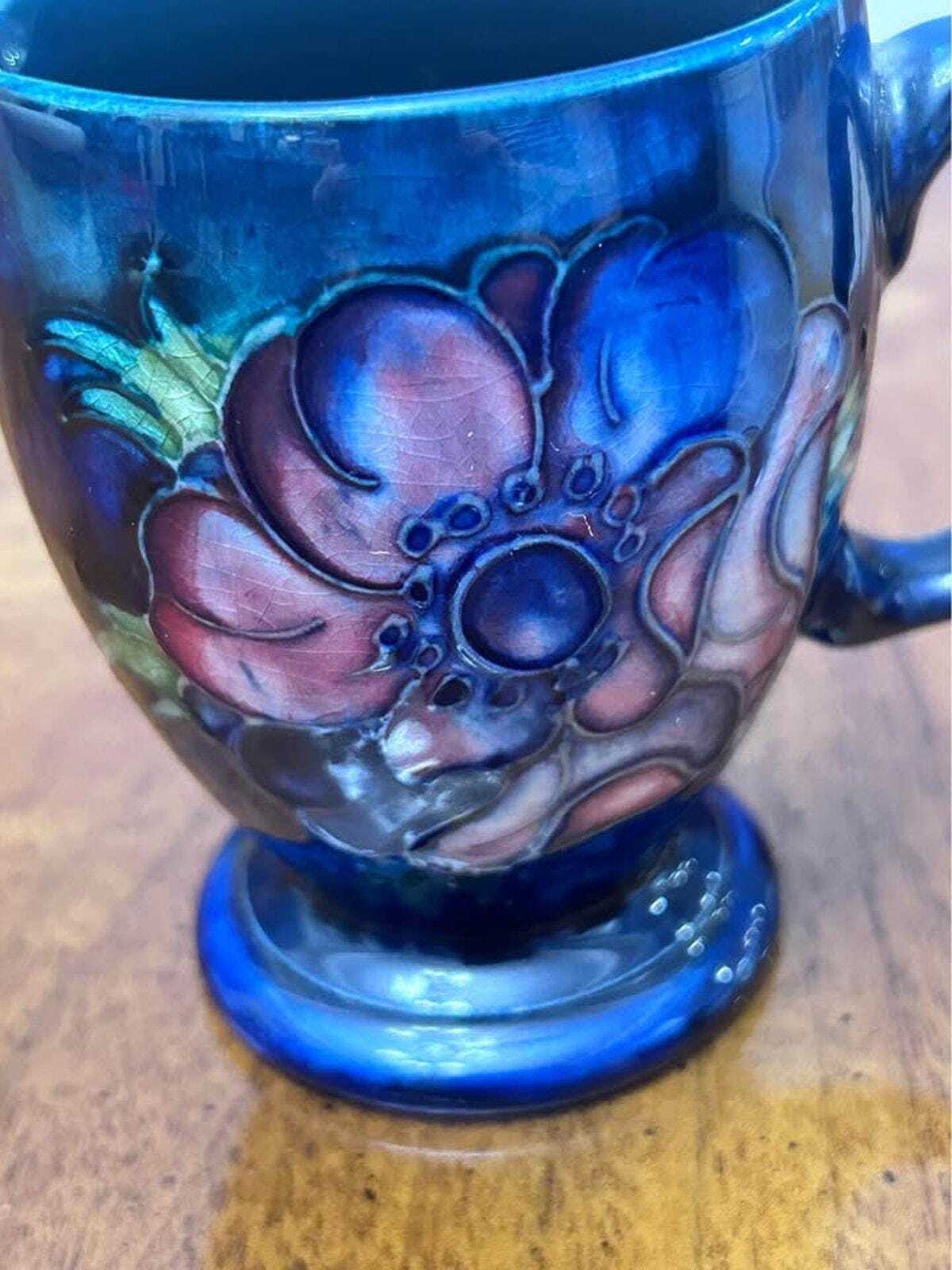 Vintage Moorcroft Pottery Anemone Pattern Small Creamer Jug