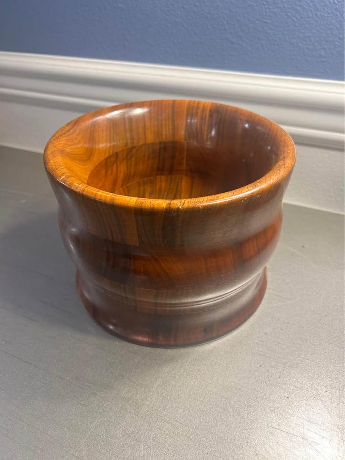 Mid Century Modern Hand Turned Danish Teak Sculptural Bowl - Heavy Weighted Base