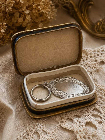 Antique S. Kirk & Son Sterling Silver Floral Repousse Keychain Tag