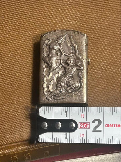 Vintage Siam Sterling Silver Repoussé Lighter Case Hanuman Ramakien