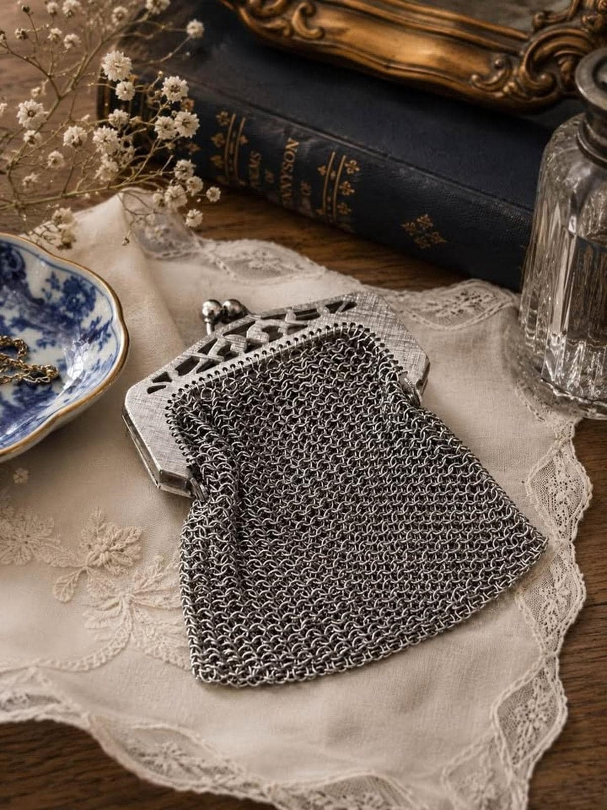 Vintage Whiting & Davis Art Deco Silver Tone Mesh Coin Purse