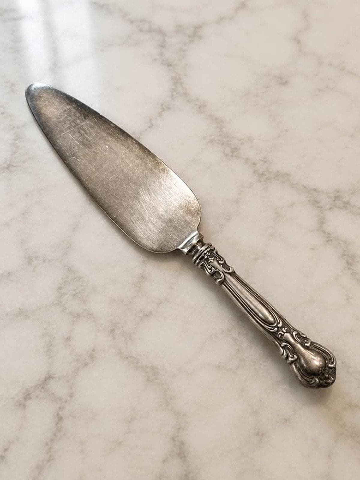 Antique Sterling Silver Ornate Pie and Cake Server Rococo Monogram
