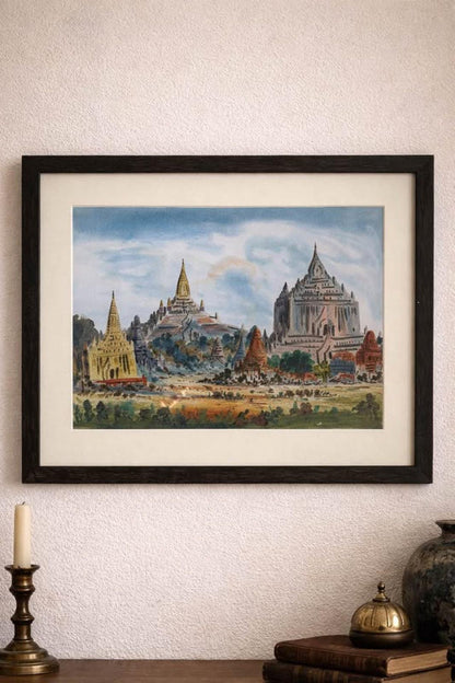 Arabian Collections Gallery - Bagan Myanmar Watercolor Set - 3 Framed Originals