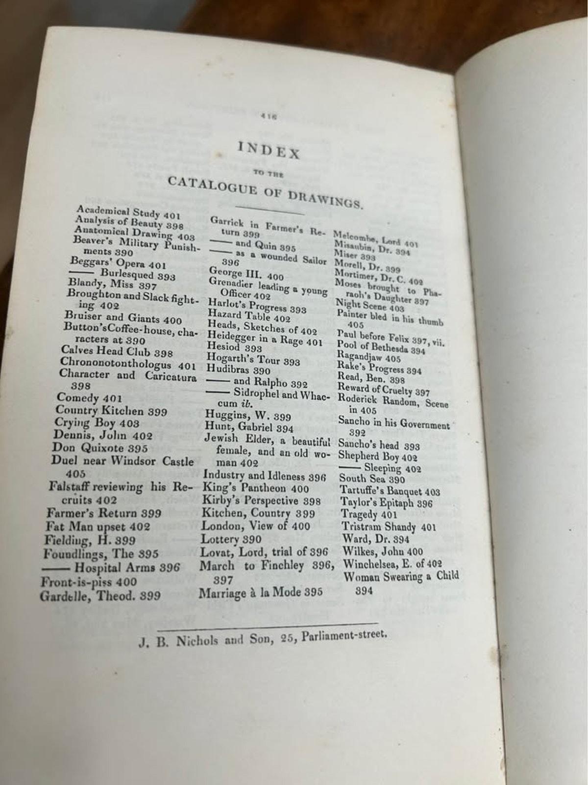 Antique 1833 Anecdotes of William Hogarth Book | J.B. Nichols | Half Leather Binding