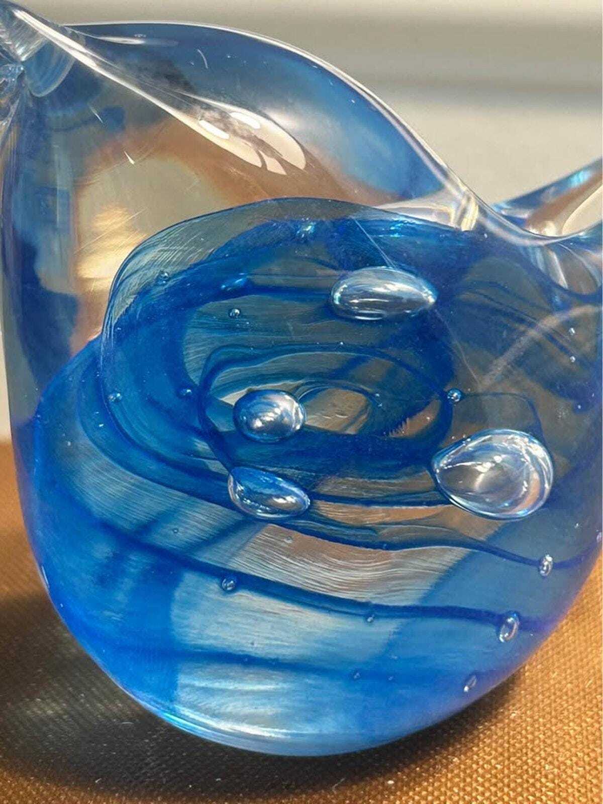 Vintage Controlled Bubble Hand-Blown Art Glass Bird