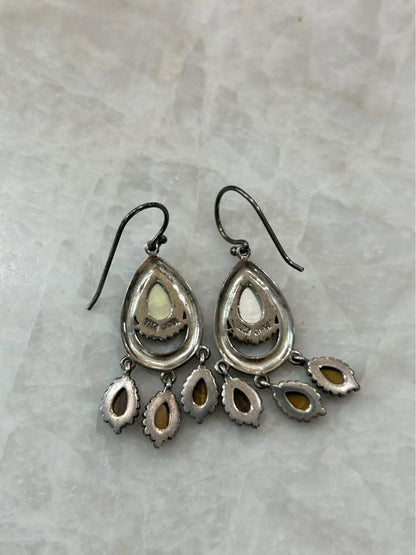 925A China Sterling Silver Chandelier Earrings with Mother of Pearl and Tiger's Eye