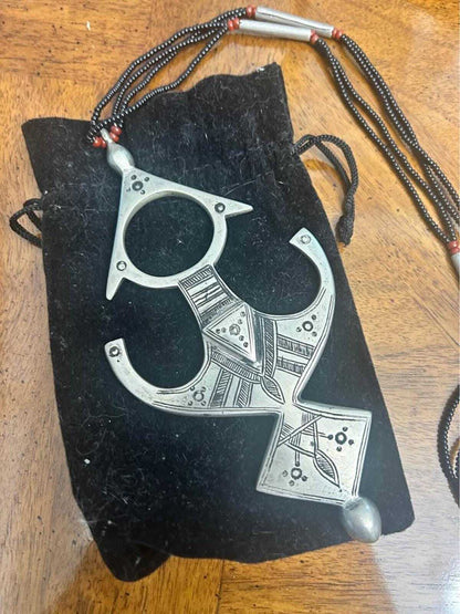 Vintage Large Tuareg Cross of Agadez Pendant Necklace Tribal Amulet
