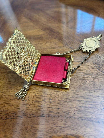 Antique 1896 Viennese Gilt Metal Dance Card Carnet de Bal by F.W. Papke