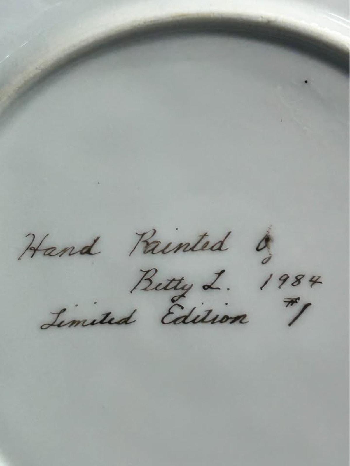 Betty L. 1984 Hand-Painted Osso School Porcelain Plate