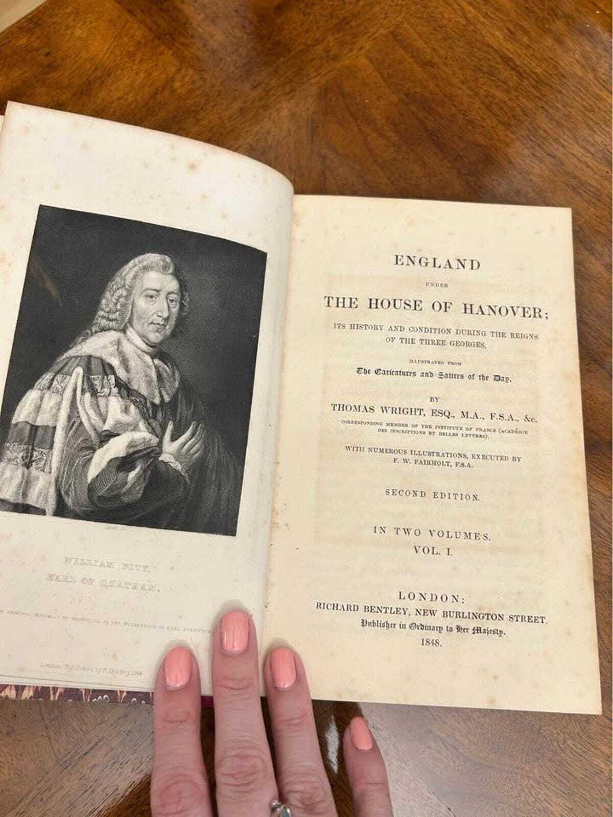Antique 1848 2nd Edition England Under the House of Hanover, Thomas Wright 2 Vol Book Set