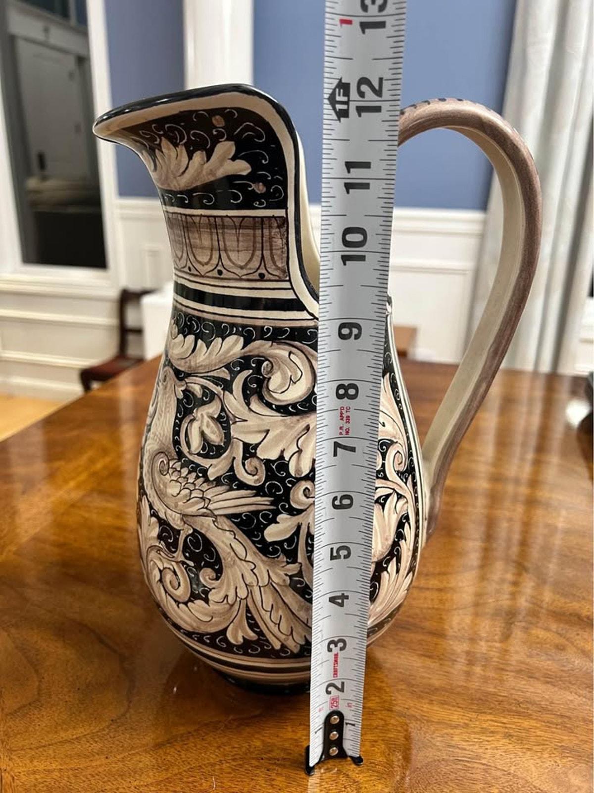Large Vintage FIMA Deruta Majolica Hand Painted Italian Pitcher