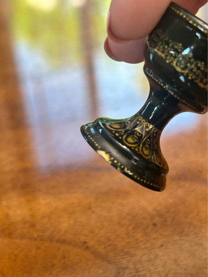 Vintage 1971 Palekh Russian Lacquer Egg on Stand O. Vonokina Miniature
