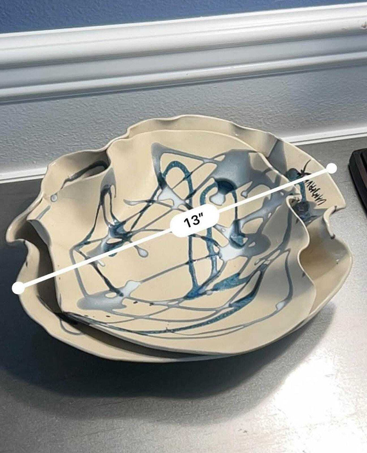 Vandervelik Studio Art Pottery Sculptural Double-Ruffle Vessel