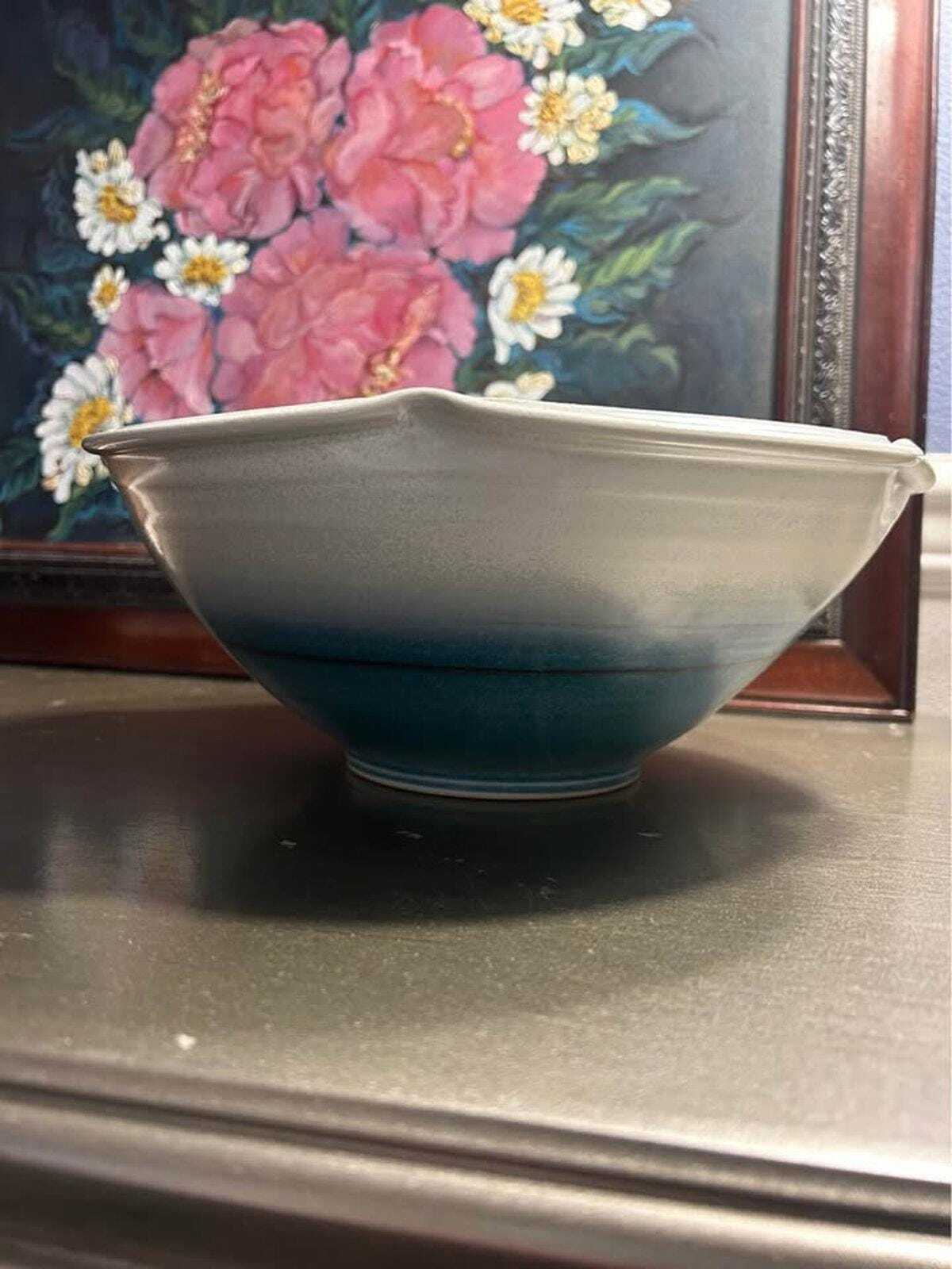 Loren Lukens Brace Point Pottery Scalloped Art Bowl
