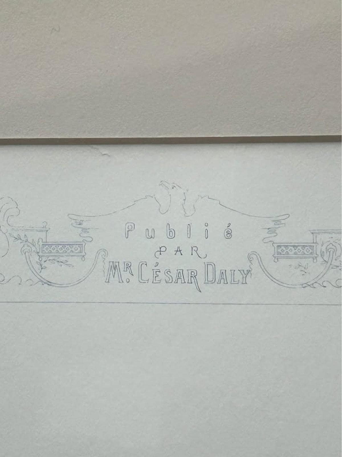 Antique 19th C. French Architectural Print By César Daly