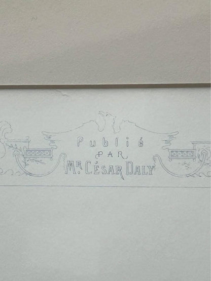 Antique 19th C. French Architectural Print By César Daly