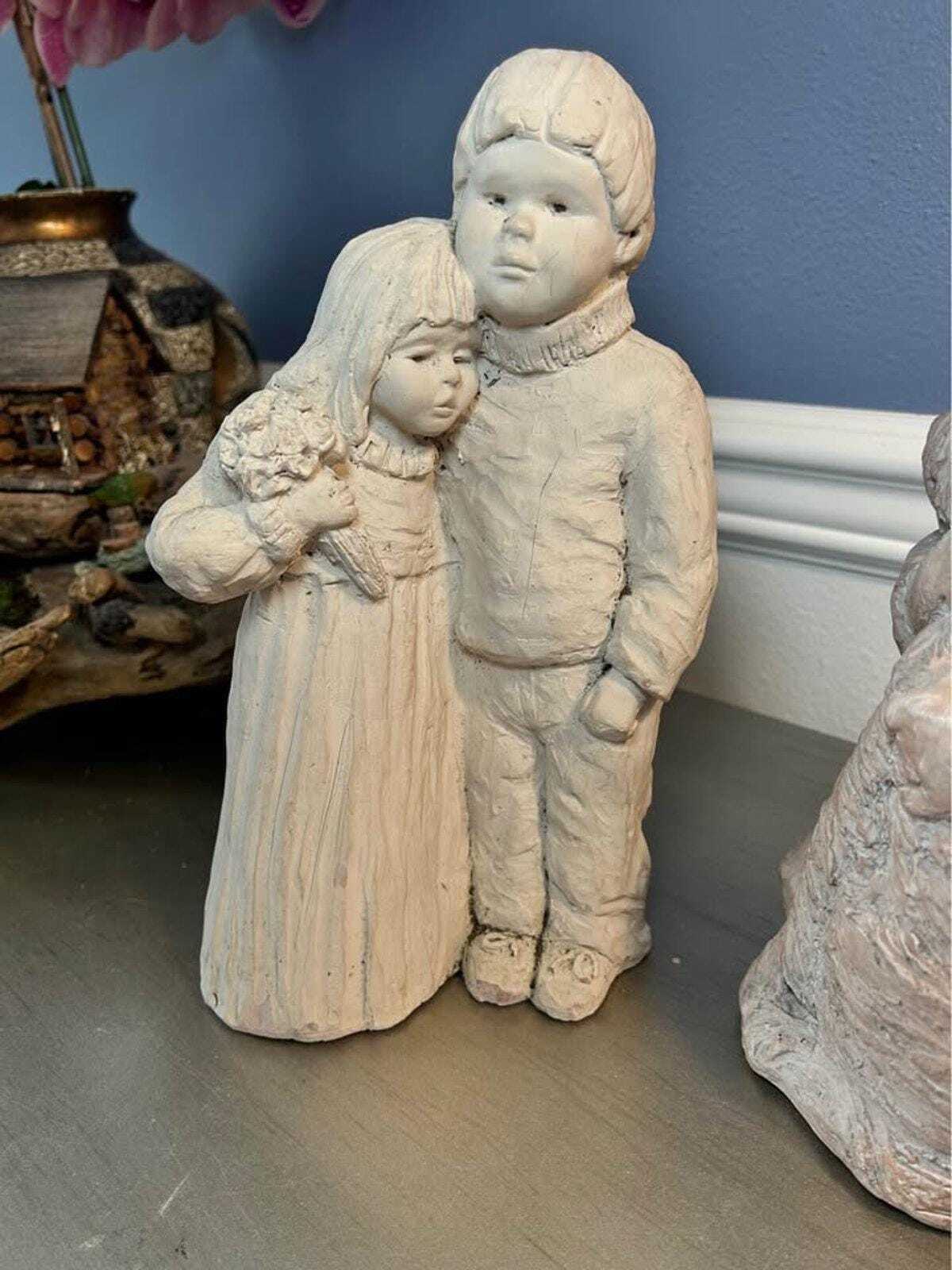 Brighteyes Dee Crowley “Children with Bouquet” Ceramic Sculpture