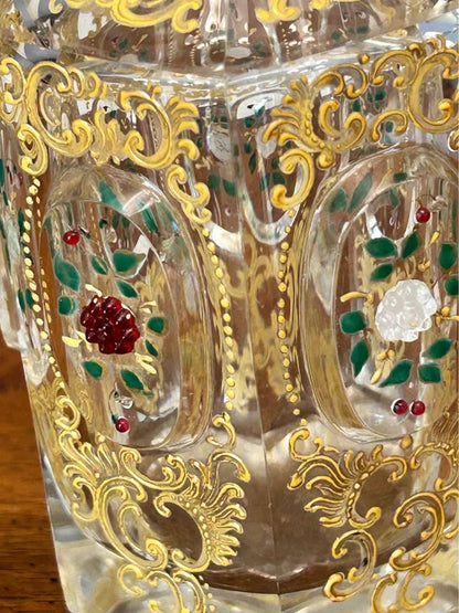 Antique Bohemian Gilded Crystal Perfume Atomizer Bottle