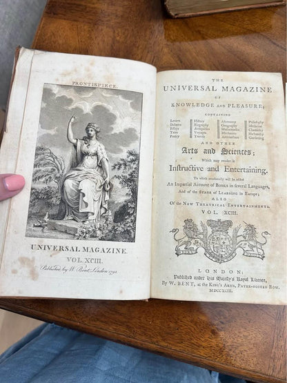 Antique 1793-1794 The Universal Magazine Vols 92 93 94 W. Bent London