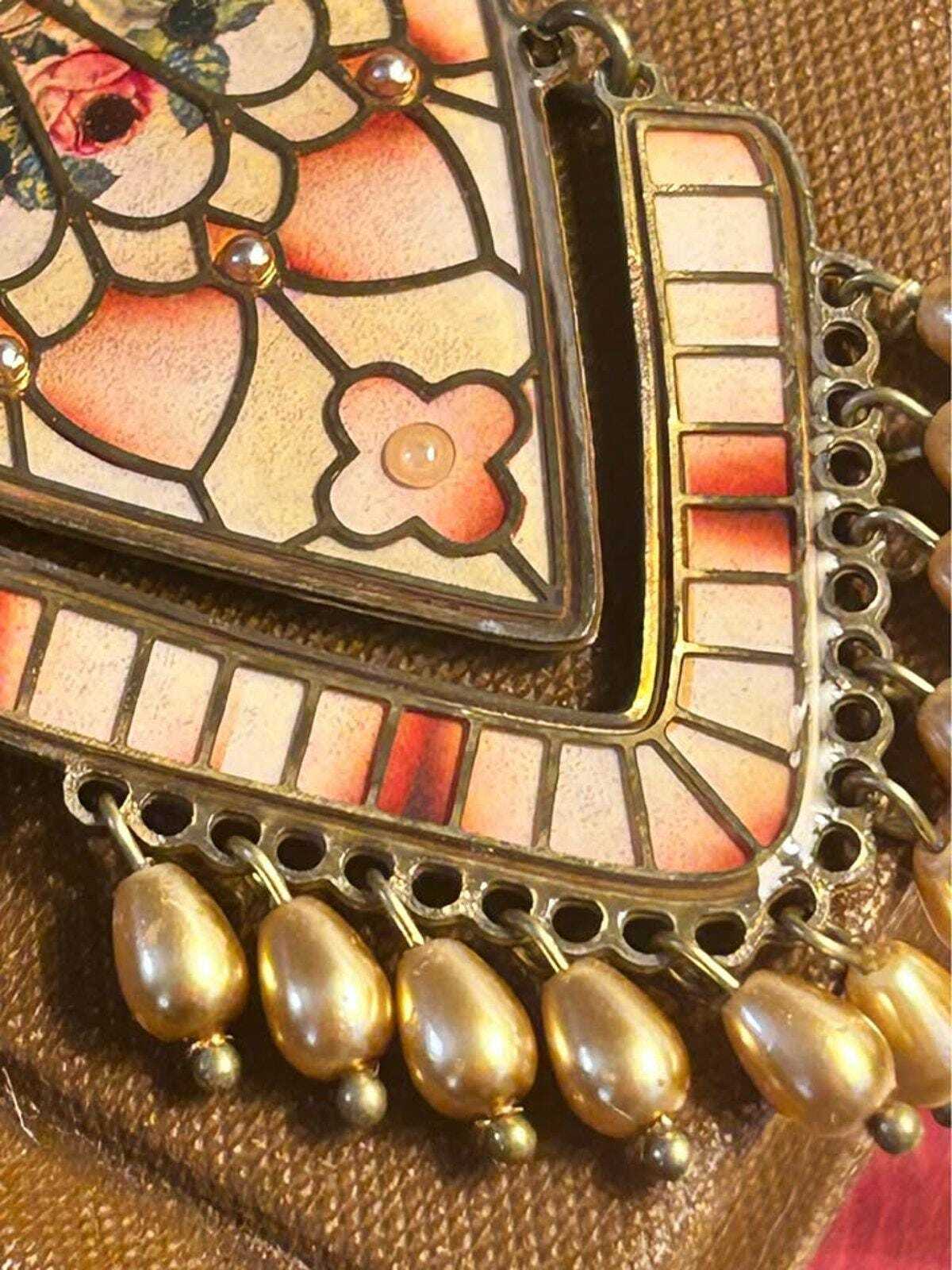 Vintage Michal Negrin Neo-Victorian Floral Crystal Statement Bib Necklace