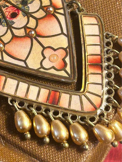Vintage Michal Negrin Neo-Victorian Floral Crystal Statement Bib Necklace