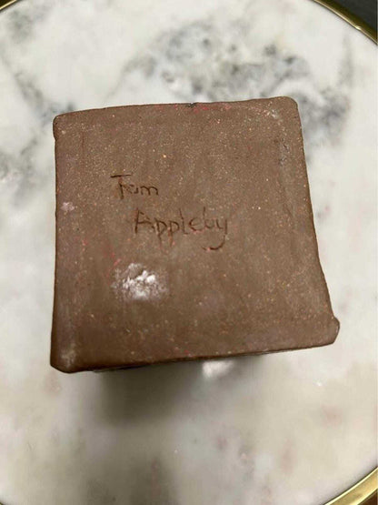 Tom Appleby Studio Pottery Lidded Box, Geometric Stoneware Vessel, PNW Art