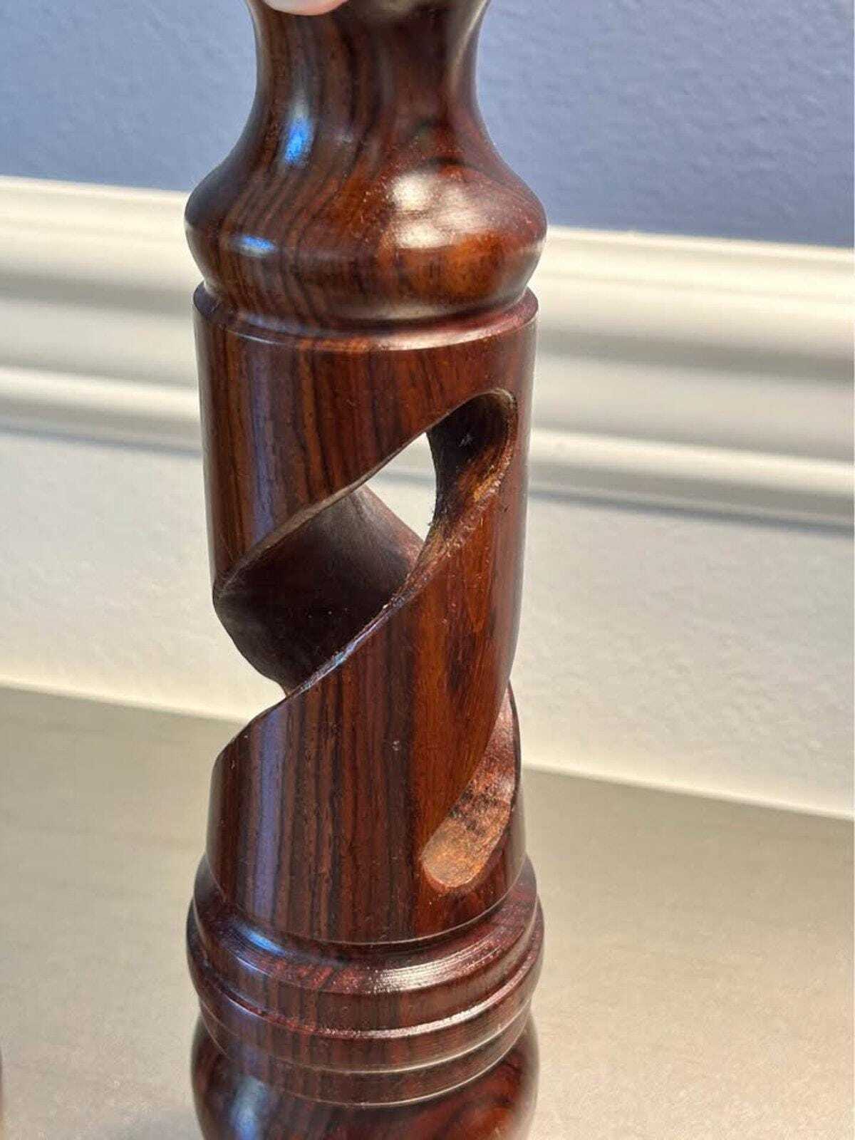 Vintage Hand-Turned Barley Twist Solid Wood Candlesticks