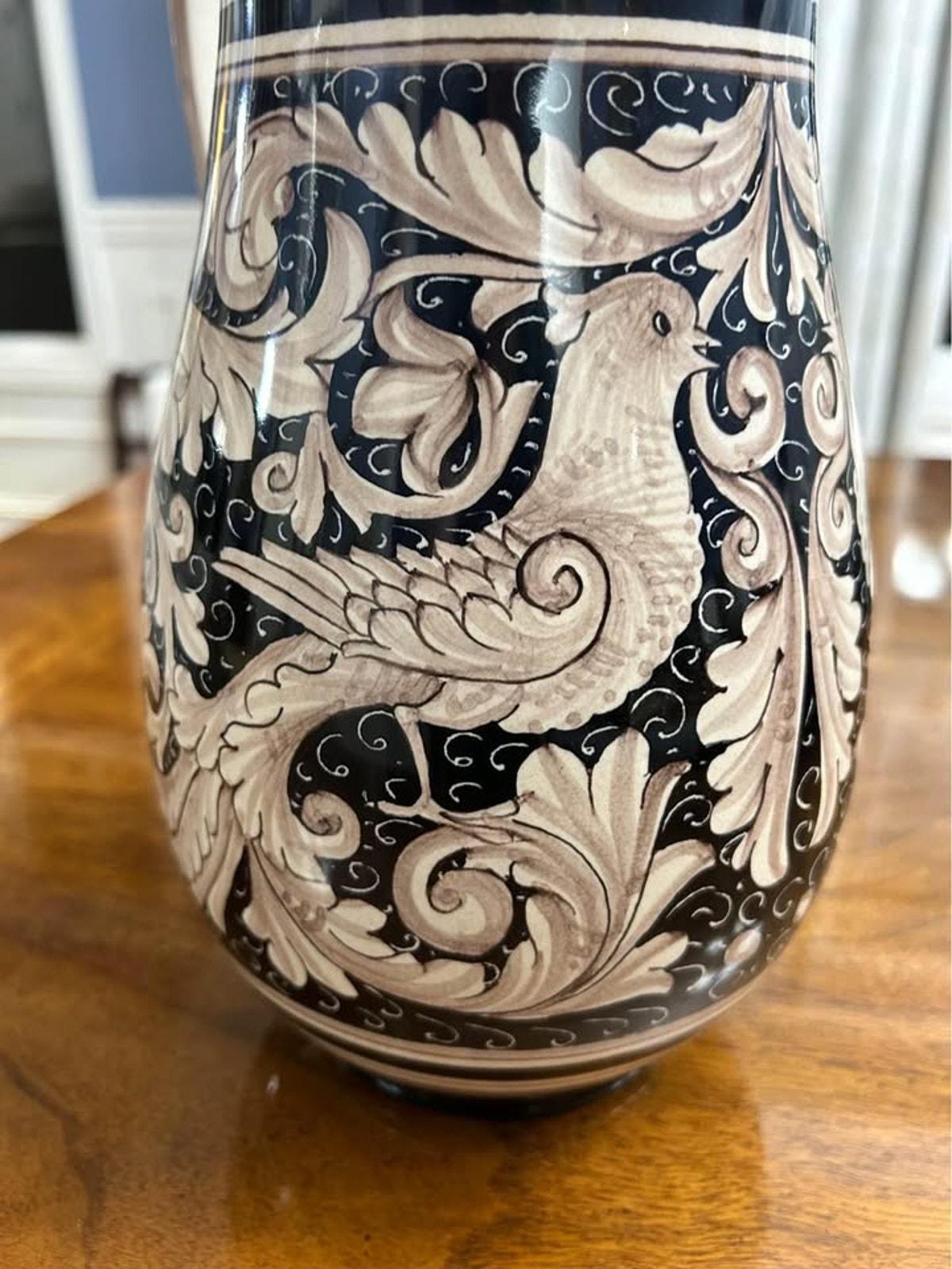 Large Vintage FIMA Deruta Majolica Hand Painted Italian Pitcher