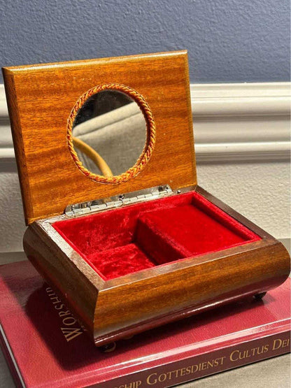 Vintage Italian Wood Music Jewelry Box with Swiss Reuge Movement
