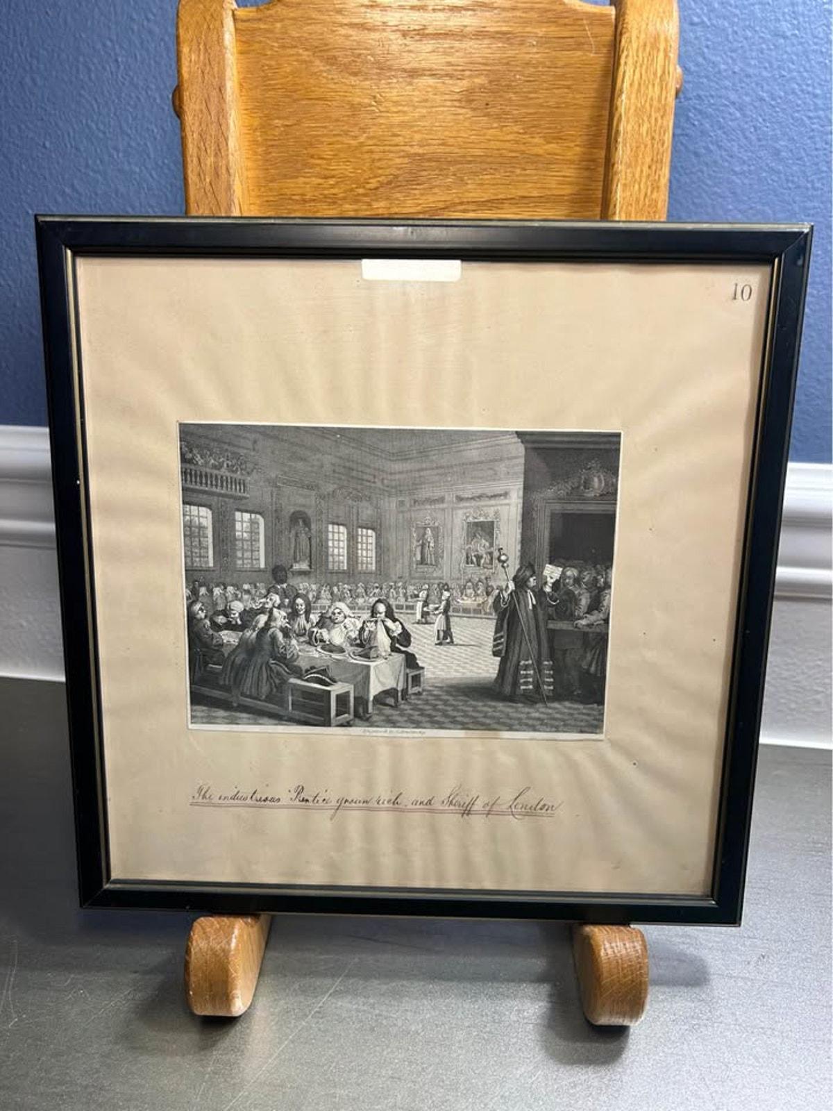 Antique William Hogarth Plate 10 Framed Engraving c. 1850s
