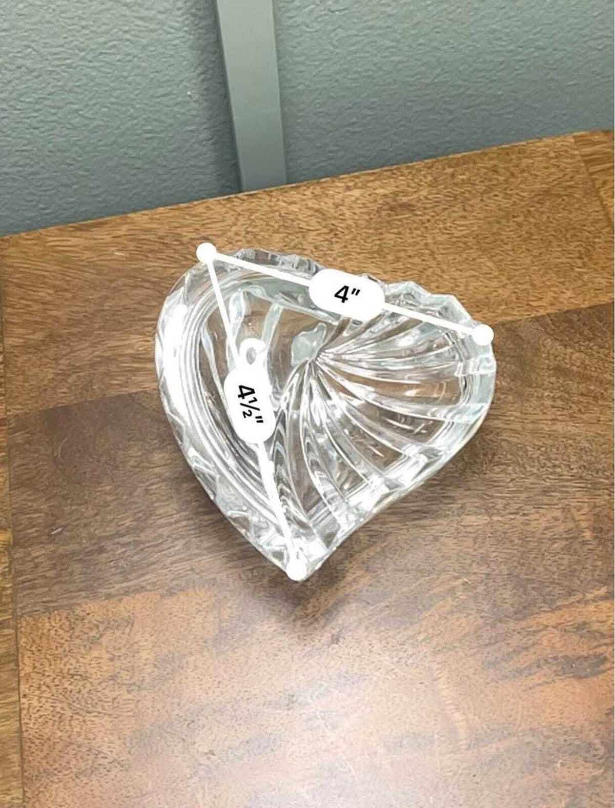 Gorham Germany Lead Crystal Ribbed Lidded Heart Trinket Box