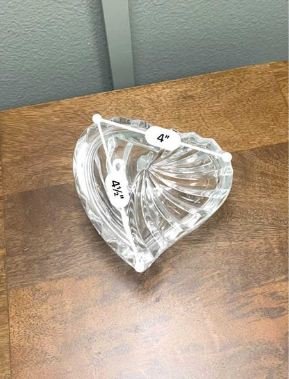 Gorham Germany Lead Crystal Ribbed Lidded Heart Trinket Box
