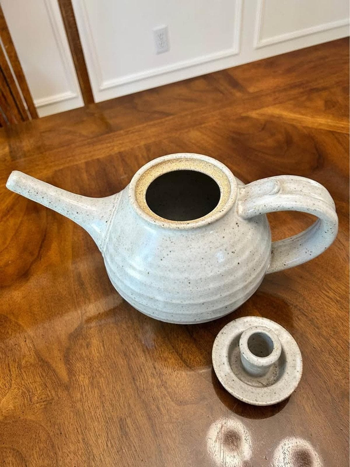 Vintage Bruno Kark Studio Pottery Teapot Ribbed Stoneware With Elongated Spout