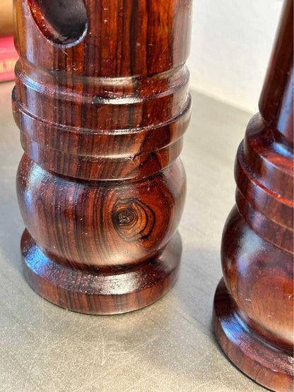 Vintage Hand-Turned Barley Twist Solid Wood Candlesticks